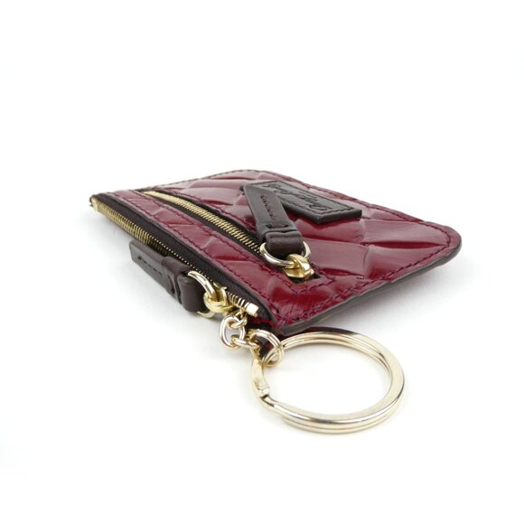 Dooney & Bourke Burgundy Quilted Leather Keychain Wallet Card Holder With Zipper - Picture 3 of 16